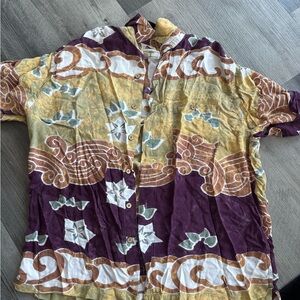 Vintage-Inspired Purple and Yellow Men's Casual Shirt